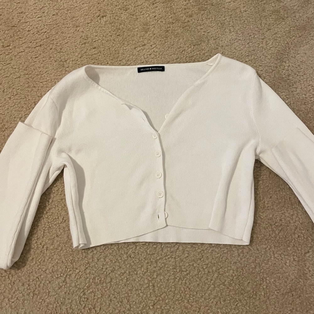 brandy melville white cropped cardigan